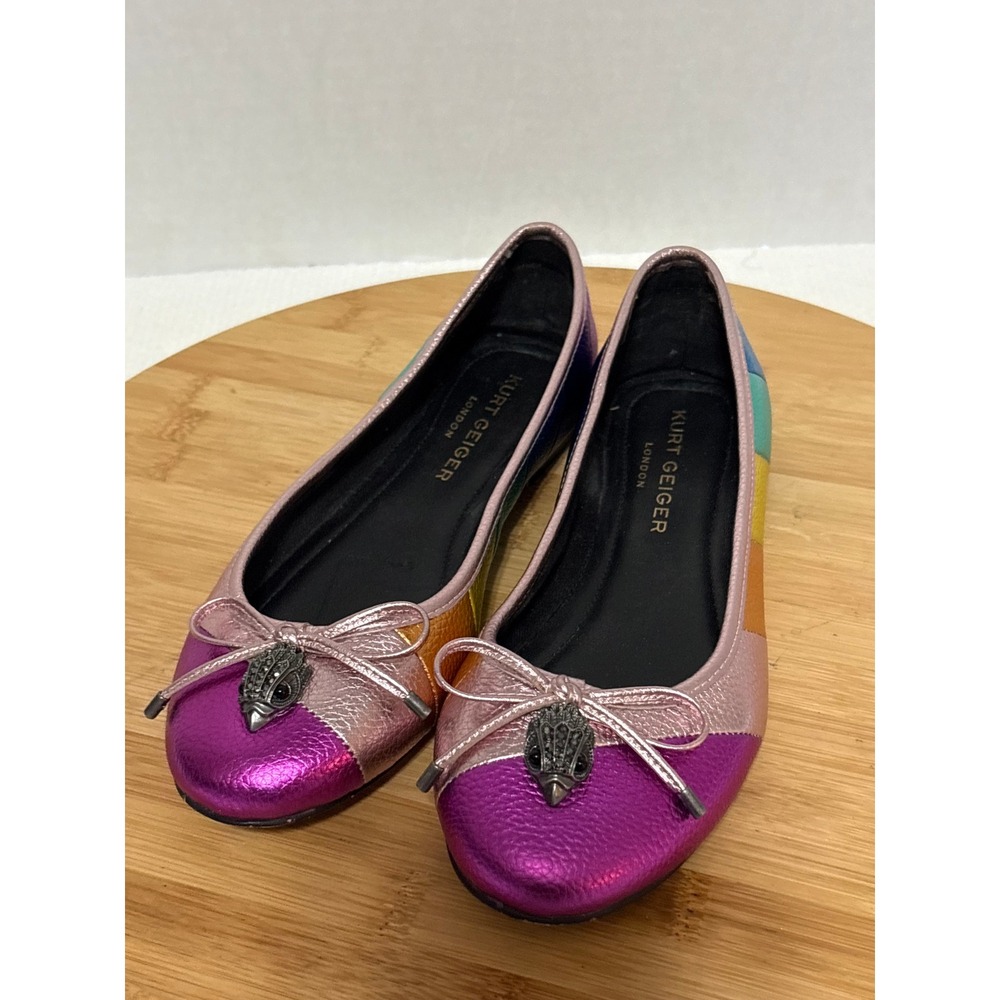 Kurt Geiger London Metallic Rainbow Eagle Head Ballet Flats 38.5